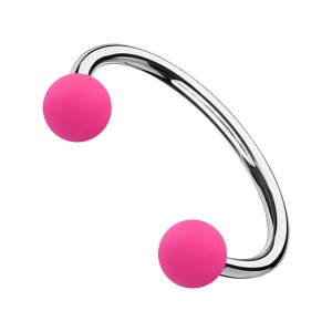 Neon Pink Acrylic Circular Piercing Barbell with Balls