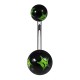 Piercing Nombril Original Peint Main Etoiles Vert / Noir