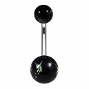 White/Black Stars Hand Painted Unique Navel Belly Button Ring