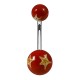 Yellow/Red Stars Hand Painted Unique Navel Belly Button Ring
