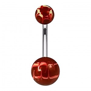 Bauchnabelpiercing Originell Handbemalt Versch Weiß / Rot