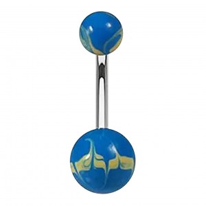Piercing Ombligo Original Pintado Mano Varios Beige / Azul