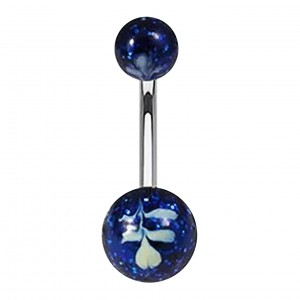Piercing Nombril Original Peint Main Divers Blanc / Bleu Nuit