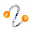 Orange Transparent Lines Two Balls Twisted Piercing Ring