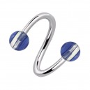 Spiral-Piercing Zwei Kugeln Linien Transparente Blaue