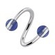 Piercing Spirale Deux Boules Lignes Transparentes Bleues