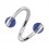 Blue Transparent Lines Two Balls Twisted Piercing Ring