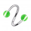 Spiral-Piercing Zwei Kugeln Linien Transparente Gr&uuml;ne