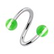 Green Transparent Lines Two Balls Twisted Piercing Ring