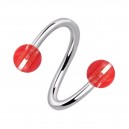 Piercing Spirale Zwei Kugeln Linien Transparente Rote