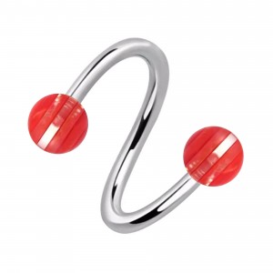 Spiral-Piercing Zwei Kugeln Linien Transparente Rote