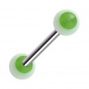 Piercing Lengua Acr&iacute;lico Punto Verde Oscuro / Blanco Reactivo UV