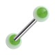 Piercing Lengua Acr&iacute;lico Punto Verde Oscuro / Blanco Reactivo UV