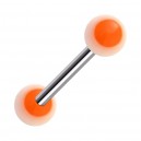 UV Reactive Orange/White Point Acrylic Tongue Bar Ring