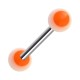 Piercing Lengua Acr&iacute;lico Punto Naranja / Blanco Reactivo UV