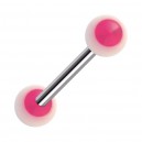 Piercing Langue Acrylique Point Rose / Blanc R&eacute;actif UV