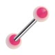 Piercing Langue Acrylique Point Rose / Blanc R&eacute;actif UV