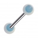 UV Reactive Light Blue/White Point Acrylic Tongue Bar Ring