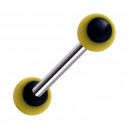 Piercing Langue Acrylique Point Noir / Jaune R&eacute;actif UV