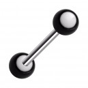 UV Reactive White/Black Point Acrylic Tongue Bar Ring