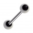 Piercing Langue Acrylique Point Noir / Blanc R&eacute;actif UV