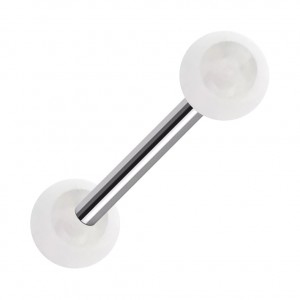 UV Reactive Transparent/White Point Acrylic Tongue Bar Ring