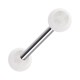 Piercing Langue Acrylique Point Transparent / Blanc R&eacute;actif UV