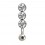 Piercing Ceja Acero Triple Strass Vertical Blanco