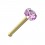 Piercing Nez Pin Droit Or Jaune 14K Pierre Cristal Violet