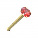 Piercing Nariz Pin Derecho Oro Amarillo de 14K Piedra Cristal Rojo