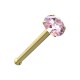 Gerader Nasenpiercing-Pin 14 Karat Gelbgold Kristallstein Rosa
