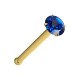 Gerader Nasenpiercing-Pin 14 Karat Gelbgold Kristallstein Dunkelblau