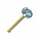 Gerader Nasenpiercing-Pin 14 Karat Gelbgold Kristallstein Hellblau