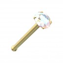 Piercing Nez Pin Droit Or Jaune 14K Pierre Cristal Multicolore