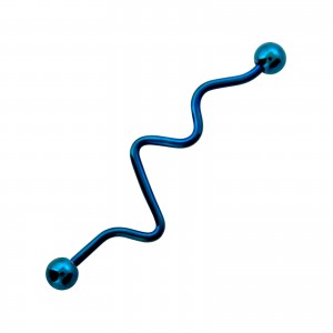 Piercing Industrial Zigzag Anodizado Azul Claro Bolas
