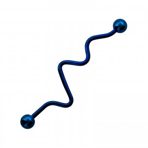 Piercing Industrial Zigzag Anodizado Azul Oscuro Bolas