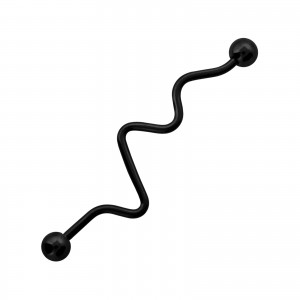 Industrial-Piercing Zickzack Black-Line Eloxiert Schwarz Kugeln