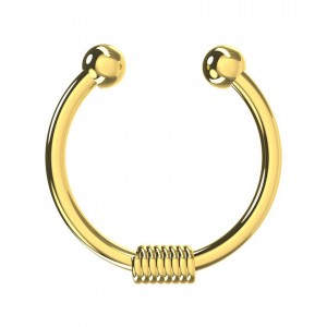 Faux Piercing Septum Acier 316L Anodisé Doré Orné Ressort