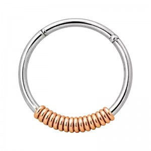 Piercing Anneau Clicker 1.0 mm / 18 G Ressort Anodisé Rose Doré