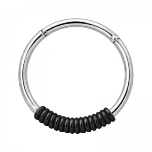 Piercing Anneau Clicker 1.0 mm / 18 G Ressort Anodisé Noir