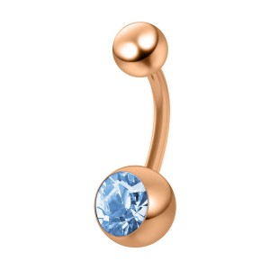 Bauchnabelpiercing Stahl 316L Eloxiert Golden Rosa Strass Hellblau