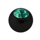 Only Piercing Replacement Black Ball with Emerald Strass