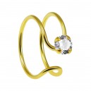 Piercing Falso Nariz Anillo Doble Chapado Oro Amarillo Strass Blanco