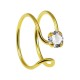 Faux Piercing Nez Anneau Double Plaqu&eacute; Or Jaune Strass Blanc
