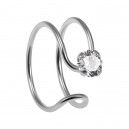Piercing Falso Nariz Anillo Doble Plata de Ley 925 Strass Blanco