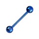 Grade 23 Titanium Navy Blue Anodized Tongue Bar Ring w/ Balls