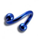 Grade 23 Titanium Navy Blue Anodized Helix / Twisted Barbell w/ Balls