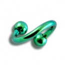 Grade 23 Titanium Green Anodized Helix / Twisted Barbell w/ Balls