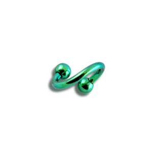 Grade 23 Titanium Green Anodized Helix / Twisted Barbell w/ Balls