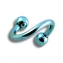 Piercing Hélix / Espiral Titanio Grado 23 Anodizado Azul Claro Bolas